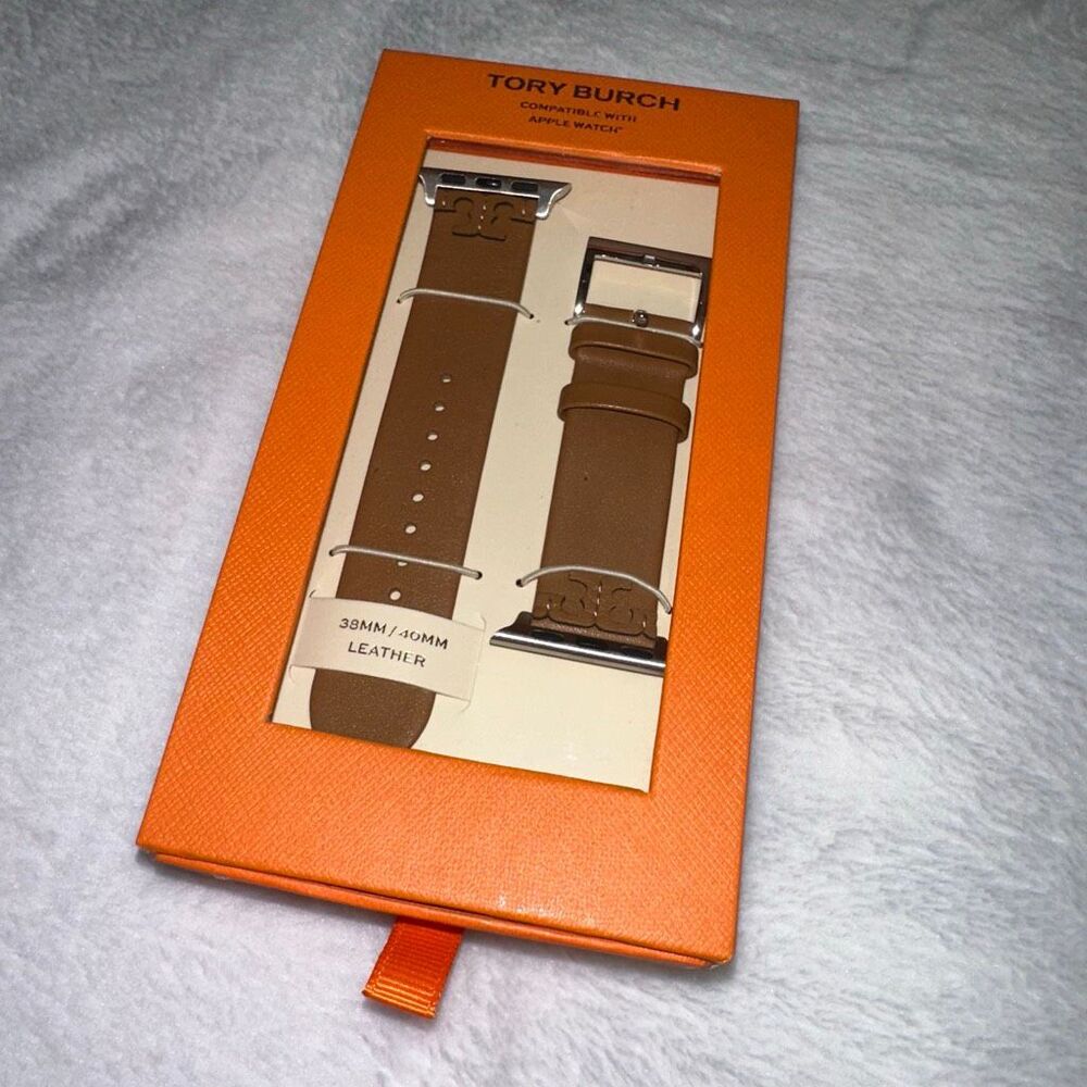 Tory Burch Apple Watch Band Tan Brown Leather 38mm/ 40mm Size NWT